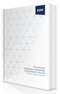 Provisional reviewed condensed consolidated results for the year ended 31 July 2019